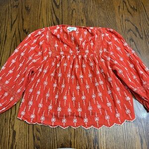 Rockin' C Cavender’s Western Rodeo Women's Eyelet Top Blouse Shirt Women's SZ M